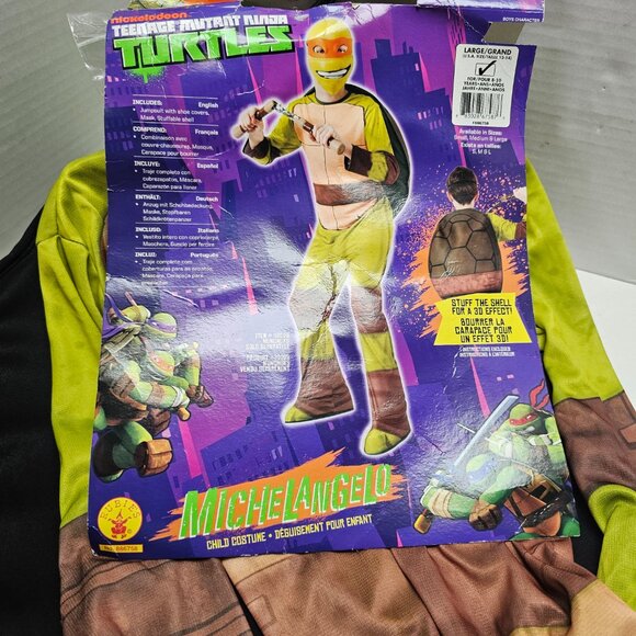 New Child Teenage Mutant Ninja Turtle Costume Boy L 12-14 Rubies Michelangelo - Picture 1 of 15